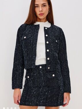 Rails Capistrano denim tweed cropped jacket NWT